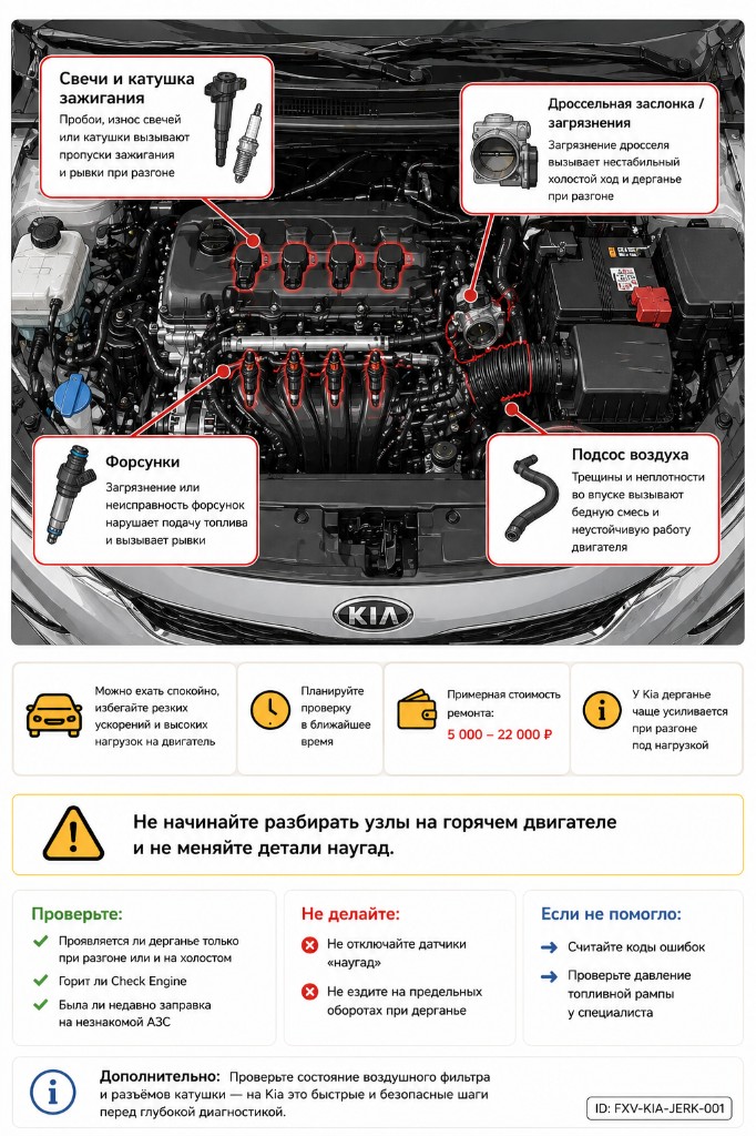Схема основных причин, почему Kia дергается