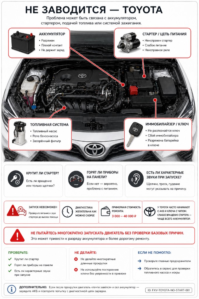 Схема основных причин, почему Toyota не заводится